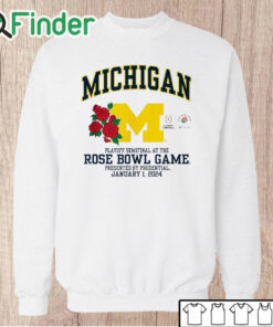 Unisex Sweatshirt Michigan Wolverines 2024 CFP Semi Rose Bowl Football Flower T Shirt