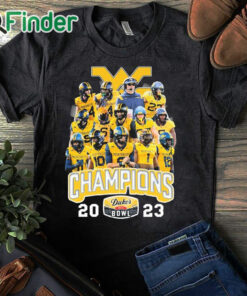 black T shirt 2023 Duke's Mayo Bowl Champions West Virginia Mountaineers Team Shirt