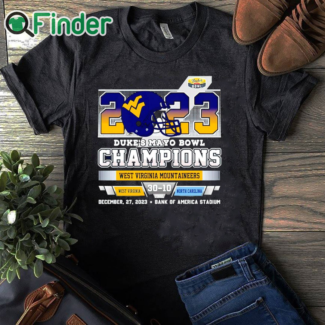 black T shirt Duke's Mayo Bowl Champions West Virginia Mountaineers 30 10 North Carolina 2023 shirt black T shirt Duke's Mayo Bowl Champions West Virginia Mountaineers 30 10 North Carolina 2023 shirt