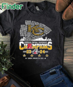 black T shirt KC Chiefs American Football Conference CHAMPIONS 2024 Shirt