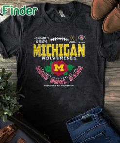 black T shirt Michigan Wolverines 2024 CFP Semi Rose Bowl Vintage Flower T Shirt