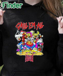 black hoodie Grill Em All Burgers At The Beach Shirt