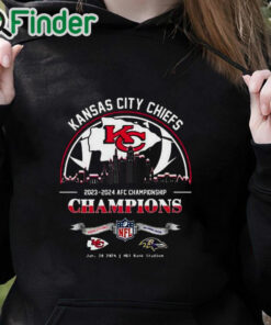black hoodie Kansas City Chiefs Winners Season 2023 2024 AFC Championship NFL Divisional Skyline Shirt