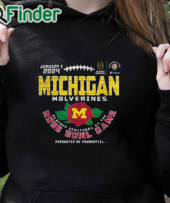 black hoodie Michigan Wolverines 2024 CFP Semi Rose Bowl Vintage Flower T Shirt