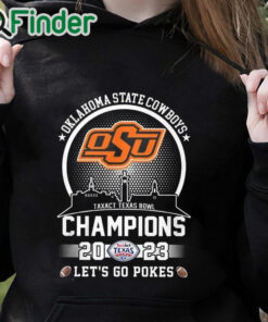 black hoodie OSU Cowboy Football Taxact Texas Bowl Champions 2023 Let's Go Pokes Shirt
