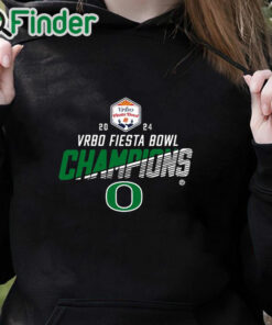 black hoodie Oregon Ducks 2024 Vrbo Fiesta Bowl Champions Shirt