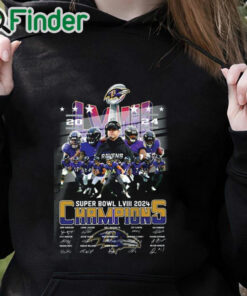 black hoodie Ravens Super Bowl LVIII 2024 Champions Signatures Shirt