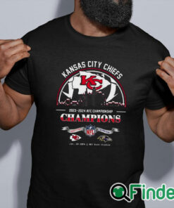 black shirt Kansas City Chiefs Winners Season 2023 2024 AFC Championship NFL Divisional Skyline Shirt