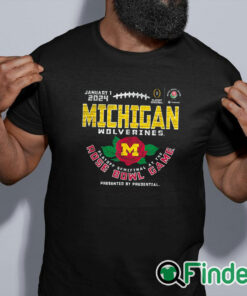 black shirt Michigan Wolverines 2024 CFP Semi Rose Bowl Vintage Flower T Shirt