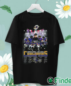 unisex T shirt Ravens Super Bowl LVIII 2024 Champions Signatures Shirt