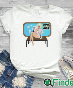 white T shirt Broski News Watching Shirt