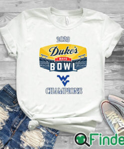white T shirt West Virginia 2023 Duke's Mayo Bowl Champions Shirt