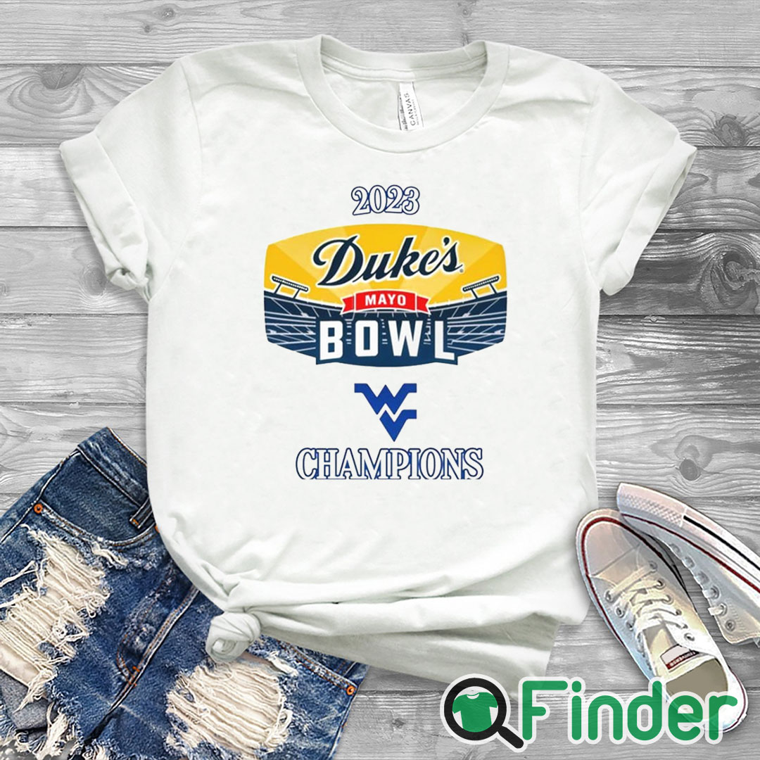 white T shirt West Virginia 2023 Duke's Mayo Bowl Champions Shirt white T shirt West Virginia 2023 Duke's Mayo Bowl Champions Shirt