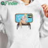 white hoodie Broski News Watching Shirt