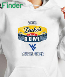 white hoodie West Virginia 2023 Duke's Mayo Bowl Champions Shirt