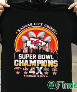 T shirt black Kansas city Chiefs super bowl champions 4x february 11 2024 shirt