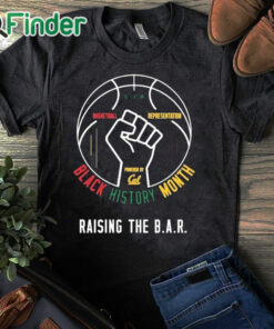 black T shirt Cal Basketball Black History Month Raising The BAR T Shirt