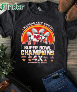 black T shirt Kansas city Chiefs super bowl champions 4x february 11 2024 shirt