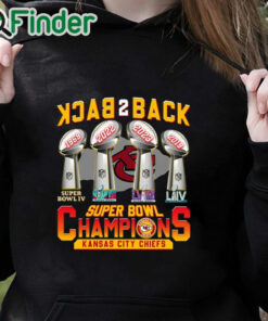 black hoodie Back 2 Back 4X Super Bowl Champions KC Chiefs Shirt