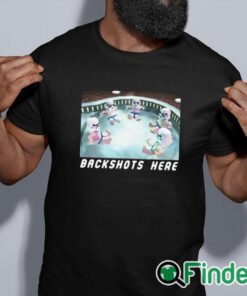 black shirt Backshots Here Hot Tub Shirt