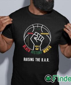 black shirt Cal Basketball Black History Month Raising The BAR T Shirt