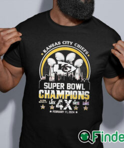 black shirt Kansas city Chiefs super bowl champions 4x february 11 2024 T shirt