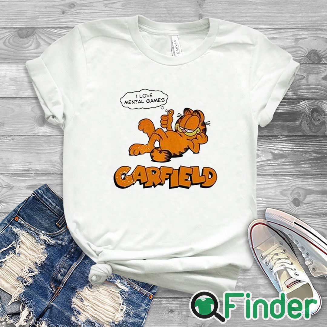white T shirt I Love Mental Games Garfield Shirt white T shirt I Love Mental Games Garfield Shirt