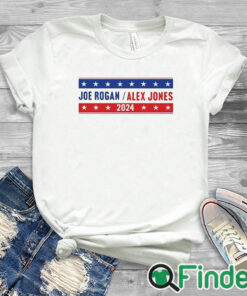 white T shirt Joe Rogan Alex Jones 2024 Shirt
