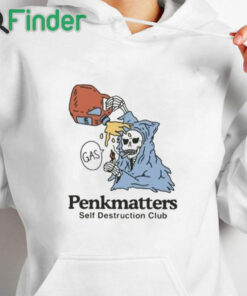 white hoodie Penkmatters Self Destruction Club Shirt