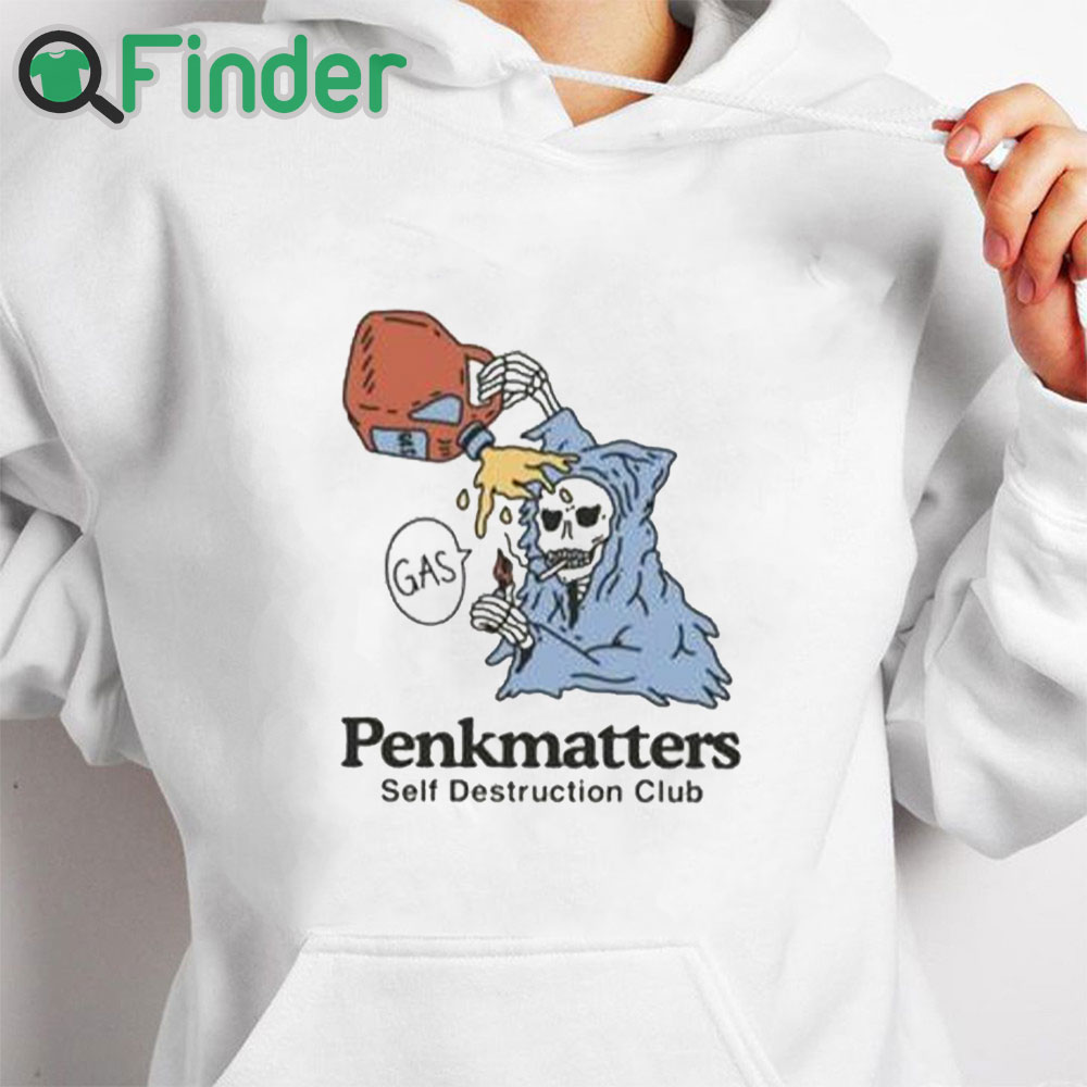 white hoodie Penkmatters Self Destruction Club Shirt white hoodie Penkmatters Self Destruction Club Shirt