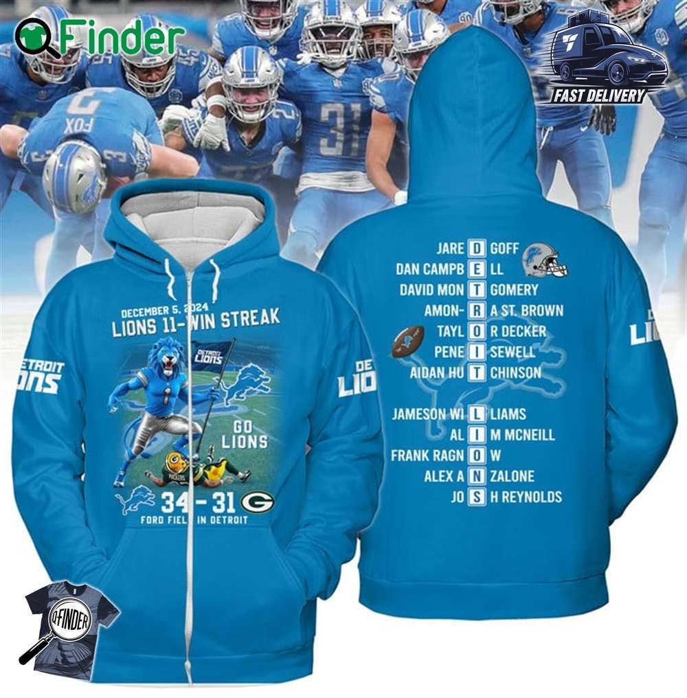 Detroit Lions Ford Field In Detroit Victory 11 Wins Streak Hoodie T-shirt Detroit Lions Ford Field In Detroit Victory 11 Wins Streak Hoodie T-shirt