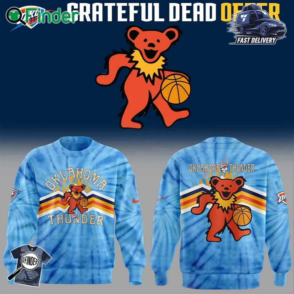 Limited Edition Oklahoma City Thunder Grateful Dead Night Hoodie Limited Edition Oklahoma City Thunder Grateful Dead Night Hoodie