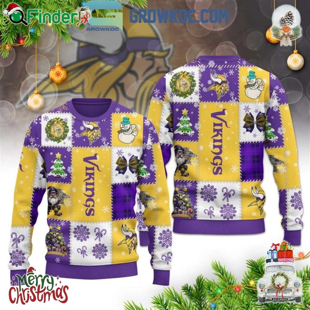 Minnesota Vikings 2025 Seasons Greetings Christmas Celebration Ugly Sweater 