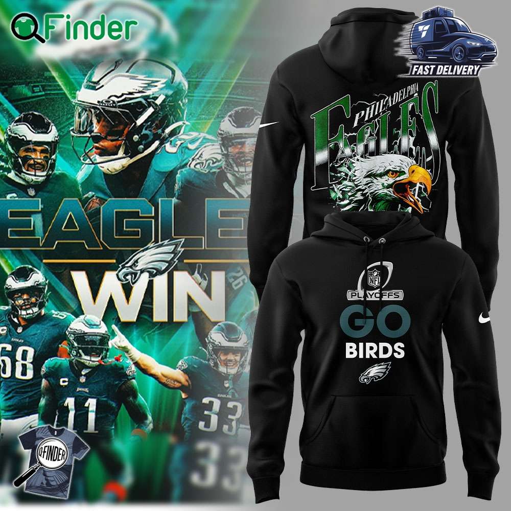 Mens Nike Black Philadelphia Eagles 2024 Nfl Playoffs T-shirt Hoodie Mens Nike Black Philadelphia Eagles 2024 Nfl Playoffs T-shirt Hoodie
