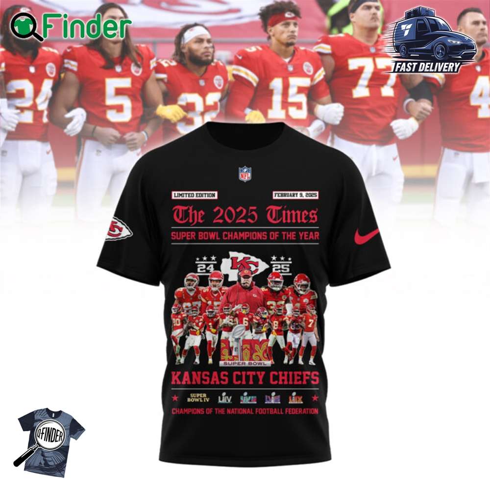 The 2025 Times Super Bowl Lix Champions Of The Year Kansas City Chiefs Champions Of The National Football Feoeration T-shirt Sweatshirt Hoodie - Black The 2025 Times Super Bowl Lix Champions Of The Year Kansas City Chiefs Champions Of The National Football Feoeration T-shirt Sweatshirt Hoodie - Black