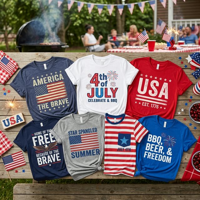 4th of July patriotic t-shirt collection 2026 America 250th birthday designs