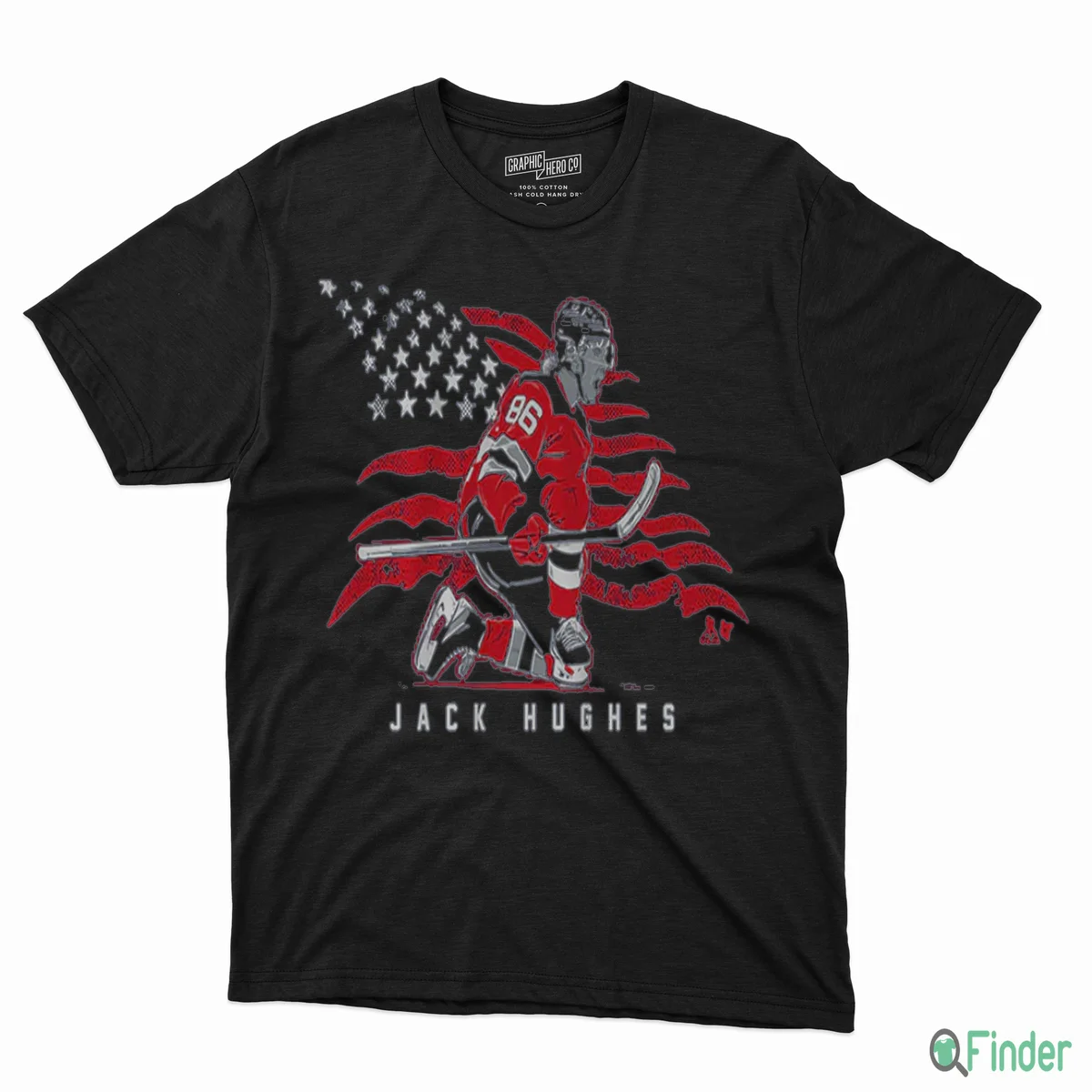 Jack Hughes Stars Stripes Superstar Pose T-Shirt - Product Image