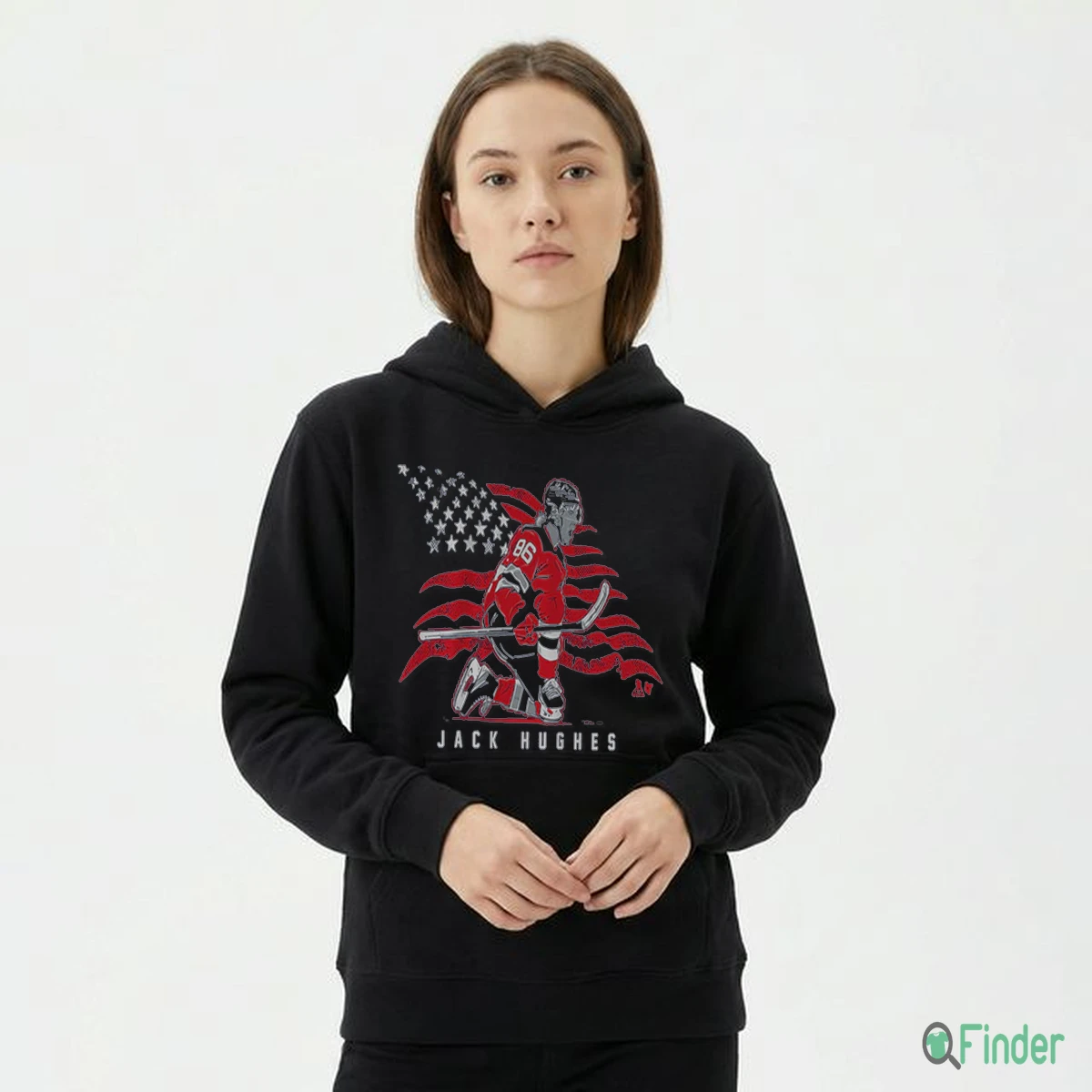 Jack Hughes Stars Stripes Superstar Pose T-Shirt - Design Preview
