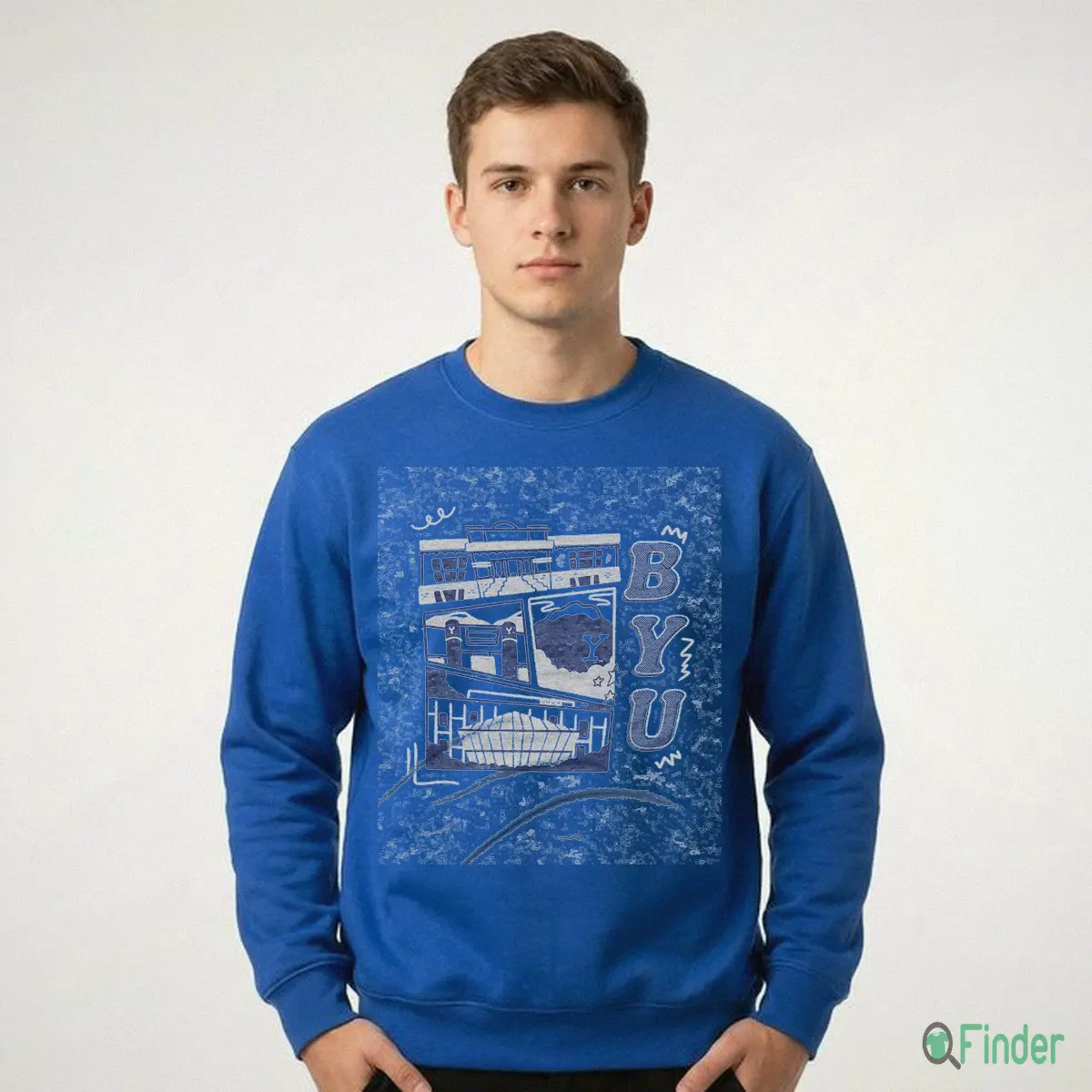 BYU Campus Landmarks Vintage Blue T-Shirt