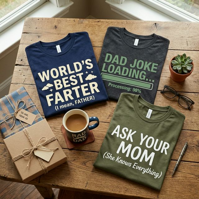 Funny Father's Day t-shirts 2026 gift guide with dad joke designs