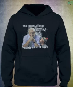 the lonely stoner seems to free his mind at night t shirt 3