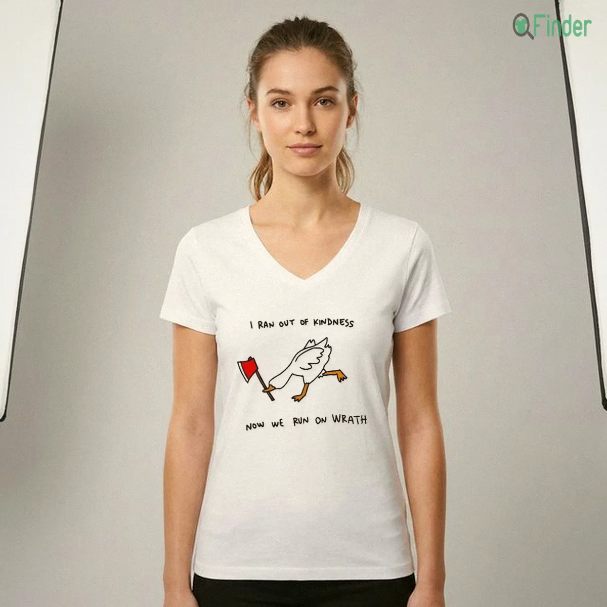 I Ran Out Of Kindness Now We Run On Wrath Funny Mad Goose With Axe Shirt