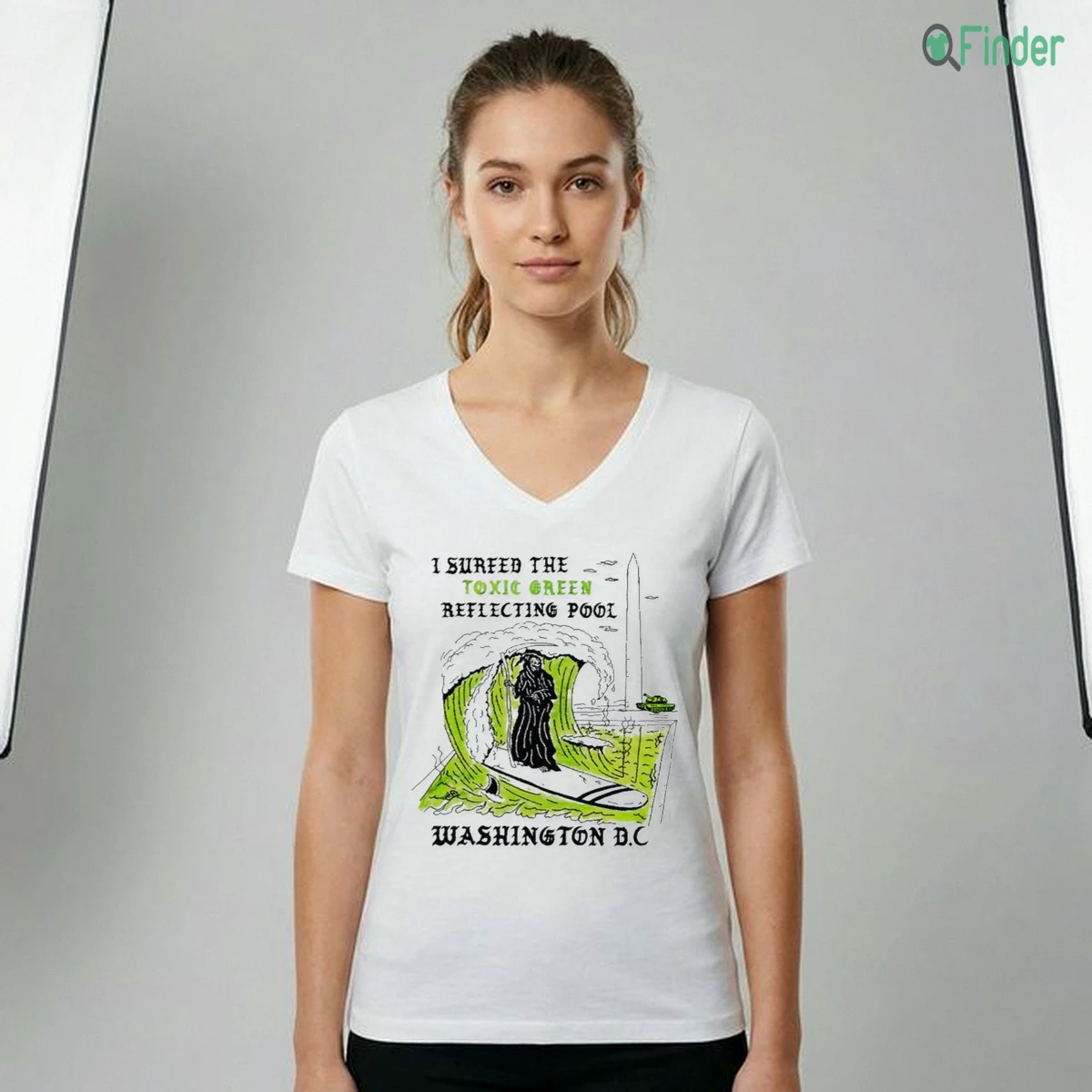 I Surfed The Toxic Green Reflecting Pool Washington DC Grim Reaper Surf Skeleton Shirt