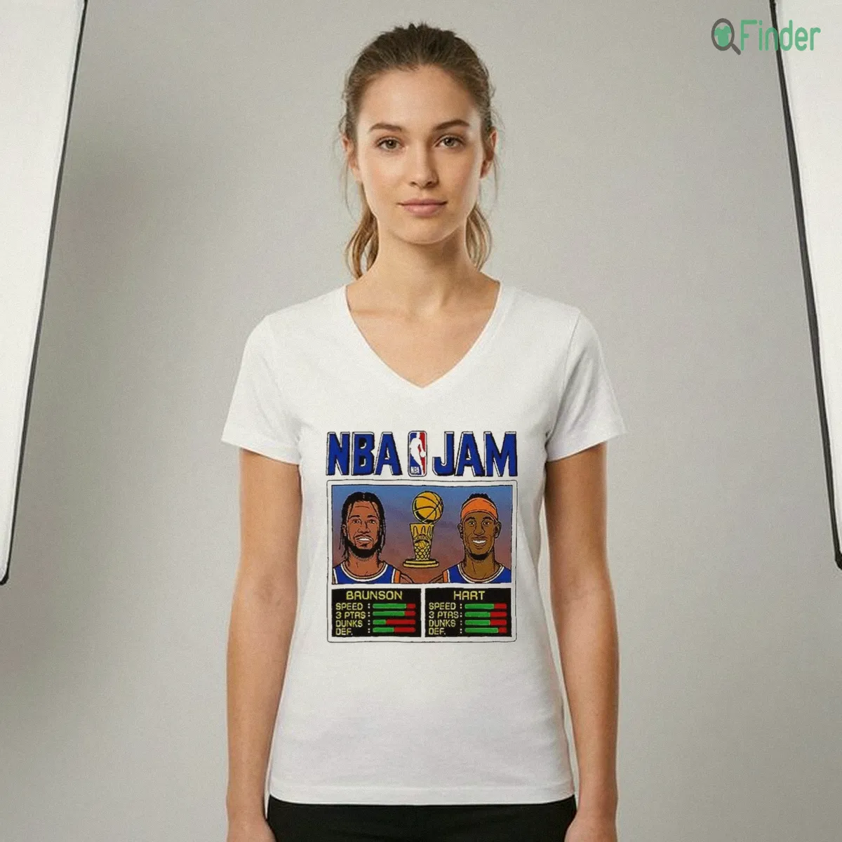 Josh Hart And Jalen Brunson New York Knicks 2026 NBA Finals Champions Shirt - Front View