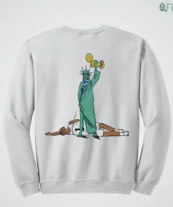 new york knicks champions nba 2026 statue of liberty peeing on wembanyama shirt 4