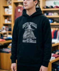 outta spells but not outta shells badass wizard shotgun meme shirt 4