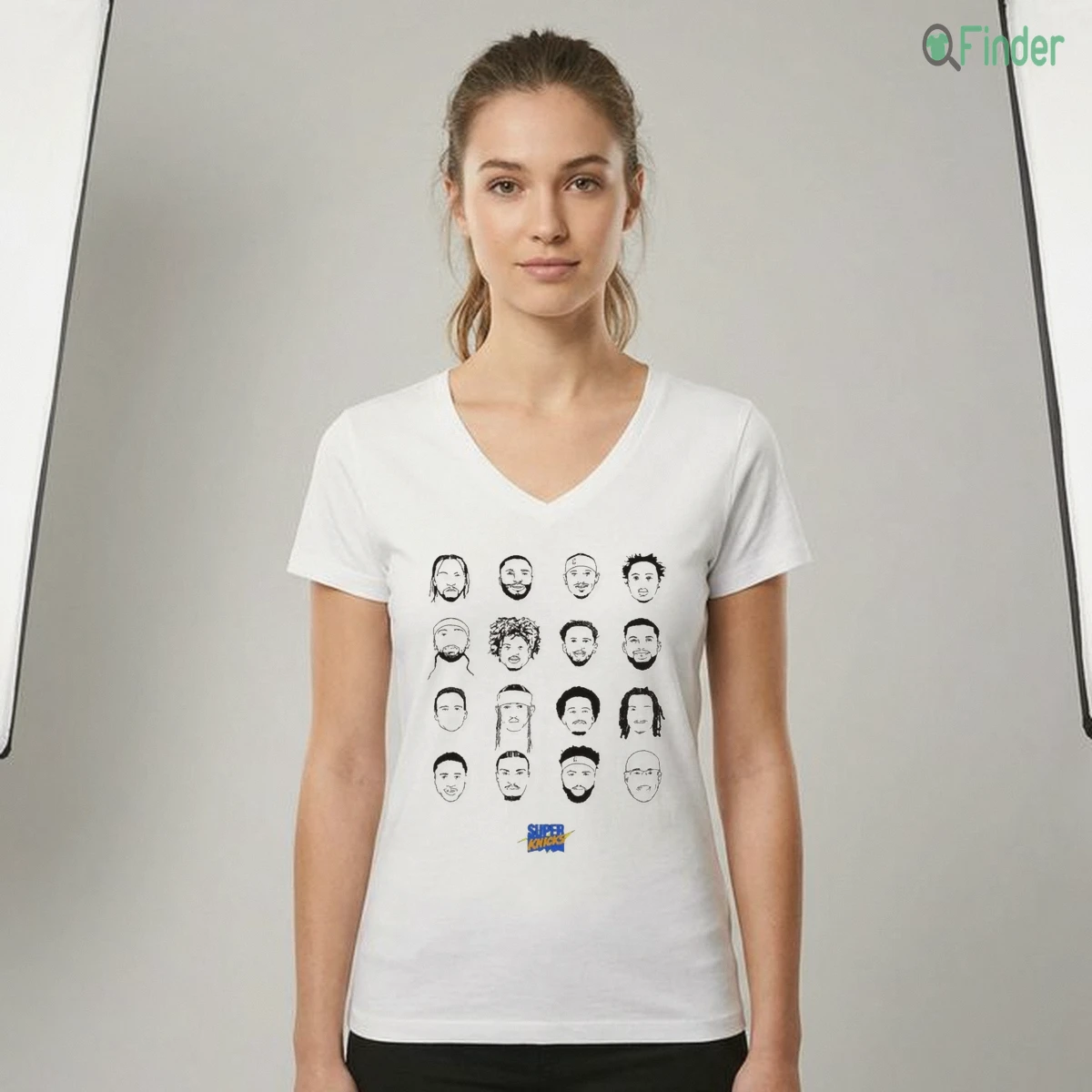 Super Knicks All Players Cartoon Caricature Line Art Graphic Print Shirt