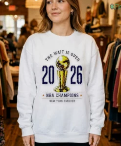 the wait is over larry o brien trophy vintage new york knicks champions nba 2026 shirt 4