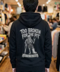 too broken for the pit skeleton on crutches hardcore punk rock concert shirt 3