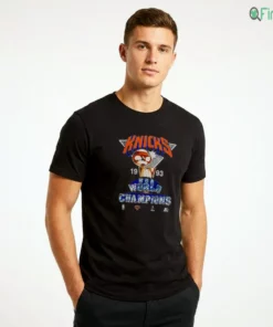 vintage 1993 knicks nba world champions trophy navy blue retro graphic tee shirt 2